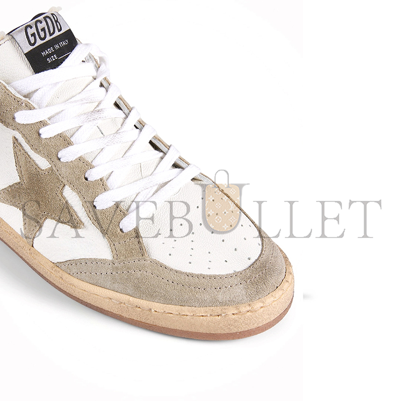 GOLDEN GOOSE BALL STAR LEATHER AND SUEDE SNEAKERS WITH SHEARLING LINING 